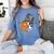 Boston Terrier Pumpkin Jack O Lantern Halloween Women's Comfort Colors T-Shirt Blue Jean
