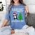 Boston Terrier Santa Hat Dabbing Around The Christmas Tree Women's Comfort Colors T-Shirt Blue Jean