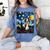 Boston Terrier Starry Night Van Gogh Art Women's Comfort Colors T-Shirt Blue Jean