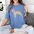 Boston Terrier Watercolor Flowers Women's Comfort Colors T-Shirt Blue Jean