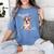 Brown Boston Terrier With Flowers And Feathers Women's Comfort Colors T-Shirt Blue Jean