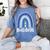 Bulldogs School Mascot Rainbow Teacher Lover Women's Comfort Colors T-Shirt Blue Jean