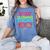 In My Glowing Teacher Era Groovy Colorful Bright Women's Comfort Colors T-Shirt Blue Jean