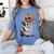 Halloween Skeleton Boston Terrier Women's Comfort Colors T-Shirt Blue Jean