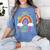 Happy 50th Days Of School Rainbow Teacher 50 Days Smarter Women's Comfort Colors T-Shirt Blue Jean Happy 50th Days Of School Rainbow Teacher 50 Days Smarter Women's Comfort Colors T-Shirt Blue Jean