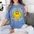 Happy To See Your Face Hippie Smile Back To School Teachers Women's Comfort Colors T-Shirt Blue Jean