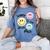Happy To See Your Face Smile Face Teacher Back To School Women's Comfort Colors T-Shirt Blue Jean