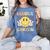 Kindergarten Teacher Team Hippie Smile Face Back To School Women's Comfort Colors T-Shirt Blue Jean