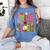 Retro Trick Or Teach Leopard Ghost Halloween Spooky Teacher Women's Comfort Colors T-Shirt Blue Jean