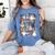 Teacher Library Ghost Reading Book Halloween Cat Women's Comfort Colors T-Shirt Blue Jean
