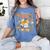 Team TK Crew Preppy Coquette Bow Pumpkin Fall TK Teacher Women's Comfort Colors T-Shirt Blue Jean
