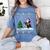 Ugly Christmas Tree Lights Xmas Santa Riding Boston Terrier Women's Comfort Colors T-Shirt Blue Jean