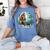Whimsical Forest Adventures Sasquatch Bigfoot Walking Boston Terrier Dog Lovers Women's Comfort Colors T-Shirt Blue Jean