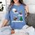 Xmas Lighting Tree Santa Riding Boston Terrier Christmas Women's Comfort Colors T-Shirt Blue Jean