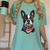 Boston Terrier American Flag Women's Comfort Colors T-Shirt Chalky Mint