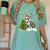 Boston Terrier Christmas Tree Lights Santa Hat Women's Comfort Colors T-Shirt Chalky Mint