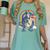 Boston Terrier Riding Dinosaur T-Rex Boys Kids Rainbow Women's Comfort Colors T-Shirt Chalky Mint