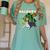Boston Terrier Santa Claus Hat Merry Christmas Dog X-Mas Women's Comfort Colors T-Shirt Chalky Mint