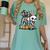 Boston Terrier Skeleton Mummy Witch Halloween Women's Comfort Colors T-Shirt Chalky Mint
