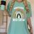 Montessori Teacher Halloween Boo Rainbow Leopard Halloween Women's Comfort Colors T-Shirt Chalky Mint