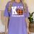 Fall Kindergarten Teacher K Is For Buffalo Plaid Pumpkin Women's Comfort Colors T-Shirt Violet