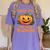 Halloween Teacher Librarian Pumpkin Reading Books Men Women Kids Women's Comfort Colors T-Shirt Violet