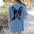 Boston Terrier Dog 4th July America USA Flag Men Women Kids Women's Comfort Colors T-Shirt Back Print Blue Jean