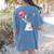 Boston Terrier Dog Blowing Chewing Bubble Gum Pink Women's Comfort Colors T-Shirt Back Print Blue Jean