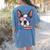 Boston Terrier Merica 4th Of July T Shirt Men Boys Dog Puppy Women's Comfort Colors T-Shirt Back Print Blue Jean