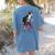 Boston Terrier Riding Bicycle Cute Bostie Biker Raglan Baseball Tee Women's Comfort Colors T-Shirt Back Print Blue Jean