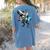 Boston Terrier Riding T-Rex Dinosaur Dog Lover Women's Comfort Colors T-Shirt Back Print Blue Jean