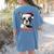 Boston Terrier Santa Claus Hat Merry Christmas Dog X-Mas Women's Comfort Colors T-Shirt Back Print Blue Jean