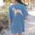 Boston Terrier Watercolor Flowers Women's Comfort Colors T-Shirt Back Print Blue Jean