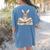 Cute Reading Bunny Glasses Books Bookworm Reader Teacher Women's Comfort Colors T-Shirt Back Print Blue Jean