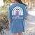Early Headstart Cute Retro Rainbow Teachers Women's Comfort Colors T-Shirt Back Print Blue Jean