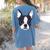 Kids Boston Terrier Dog For Women And Girls Women's Comfort Colors T-Shirt Back Print Blue Jean