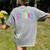 Back To School Neon Checkered Second Grade Colorful Teacher Women's Comfort Colors T-Shirt Back Print Grey