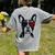 Boston Terrier Dog 4th July America USA Flag Men Women Kids Women's Comfort Colors T-Shirt Back Print Grey