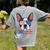 Boston Terrier Merica 4th Of July T Shirt Men Boys Dog Puppy Women's Comfort Colors T-Shirt Back Print Grey