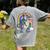 Boston Terrier Riding Dinosaur T-Rex Boys Kids Rainbow Women's Comfort Colors T-Shirt Back Print Grey