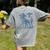 Boston Terrier UFO Cowboy Dog Dog Mom Dog Dad Alien Dog Women's Comfort Colors T-Shirt Back Print Grey