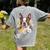 Floral Boston Terrier Women's Comfort Colors T-Shirt Back Print Grey