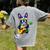Hawaiian Boston Terrier & Pineapple Ukulele Summer Vacation Women's Comfort Colors T-Shirt Back Print Grey