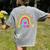 Kindergarten Rainbow Girls Boys Teacher First Day Of School Women's Comfort Colors T-Shirt Back Print Grey