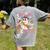 Retro Floral Ghost Trick Or Teach Groovy Teacher Halloween Women's Comfort Colors T-Shirt Back Print Grey