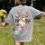 Trick Or Teach Groovy Teacher Halloween Retro Floral Ghost Women's Comfort Colors T-Shirt Back Print Grey