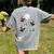 Xmas Tree Santa Riding Boston Terrier Christmas Women's Comfort Colors T-Shirt Back Print Grey