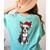 Boston Terrier Christmas Santa Hat Tree Lights Pajama Women's Comfort Colors T-Shirt Back Print Chalky Mint