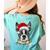 Boston Terrier Dog Santa Christmas Tree Lights Xmas Women's Comfort Colors T-Shirt Back Print Chalky Mint