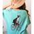 Boston Terrier Riding Bicycle Cute Bostie Biker Raglan Baseball Tee Women's Comfort Colors T-Shirt Back Print Chalky Mint